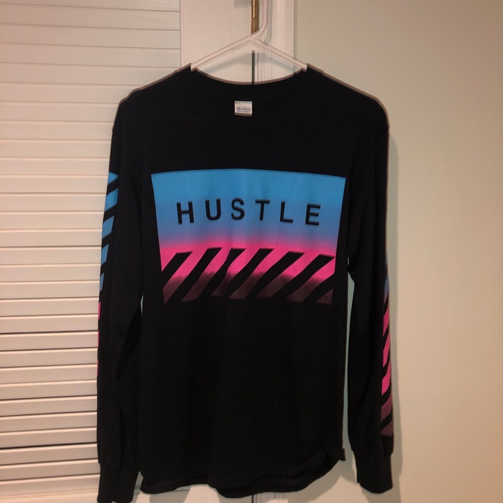 Men’s long sleeve black hustle shirt